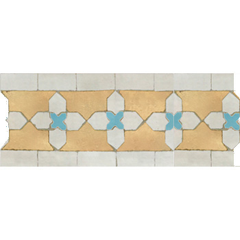 Mosaic House Moroccan tile Kmarshoun C 1-14-13 White Natural, Unglazed, Terracotta Light Turquoise  zellige, mosaic, zellij, border, glaze, traditional 